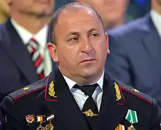 Армен Мартоян в форме генерал-майора на «Прямой линии с Владимиром Путиным», 16 апреля 2015 года