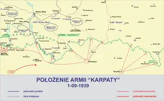 Дислокация армии «Карпаты» на 1.09.1939