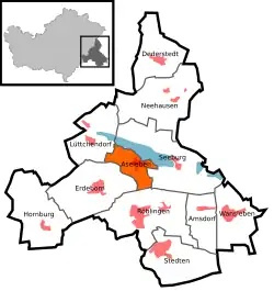 Азелебен на карте коммуны