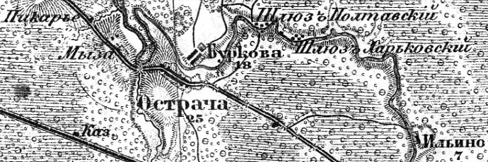 Посёлок Астрачи на карте 1913 года