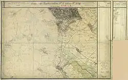 Maßstab 1:25.000 (Mitte unten), links ist der Bereich des Militärlagers in Bruck an der Leitha nur schematisch dargestellt &nbsp;(нем.)