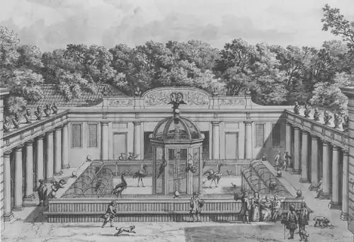 Крупный вольер для птиц (авиарий). Рисунок примерно 1700 года