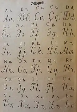 Ассирийский алфавит на основе латиницы из советского букваря 1936 г.