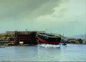 «Спуск броненосца «Чесма» в Севастополе. 1886 год», (1887) — Центральный военно-морской музей