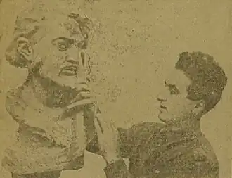 О. Беджанян работает над бюстом Саят-Новы