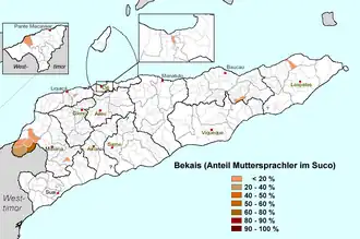 Распространение велауна в Восточном Тиморе (Западный Тимор не показан)