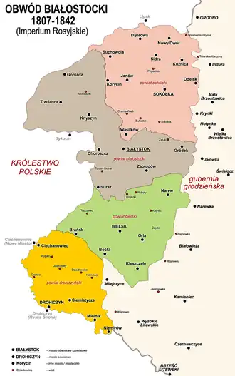 Белостокская область на карте