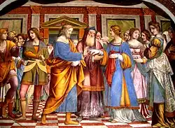 Б. Луини. Обручение Девы. Деталь фрески предпресбитерия