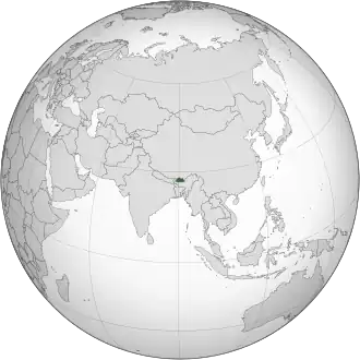 Бутан на карте мира