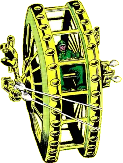 Большое колесо в комиксе The Amazing Spider-Man #183 (Май, 1978)Художник — Росс Эндрю.