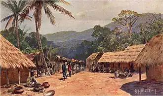 Картина Рудольфа Хелгрю[нем.] деревни, недалеко от Бисмаркбурга (ныне Касанга). Холст. 1908 год