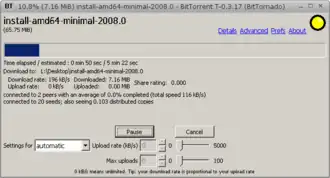 Скриншот программы BitTornado