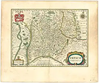 Графство Эрбах на карте Блау, 1645 год