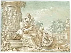 Аллегория Лета. Бумага, акварель, бистр, перо, кисть, белила