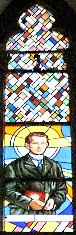 Святой Иван Мерц&nbsp;— витраж Капуцинской церкви Богоматери Лурдской в Риеке