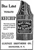 Реклама томатного кетчупа Blue Label, производитель&nbsp;— Curtice Brothers, 1898&nbsp;год