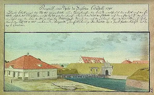 Въезд в Цитадель. Рисунок И.&nbsp;К.&nbsp;Бротце (1791)