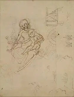 Леонардо да Винчи. Мадонна с Младенцем. Между 1478 и 1480. Бумага, перо, чернила. Британский музей, Лондон