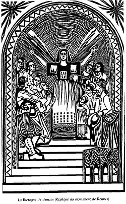 Бретань в будущем, гравированное дерево для книги История нашей Бретани (1922).