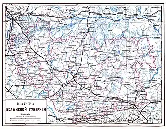 Волынская губерния на карте