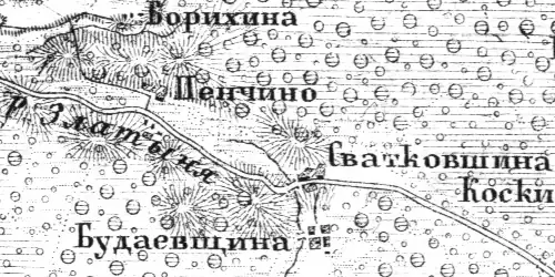 Деревня Будаевщина на карте Ф. Ф. Шуберта 1872 года