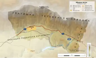 Община Антон на карте