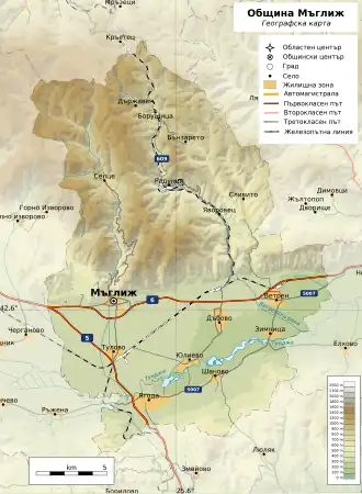 Община Мыглиж на карте