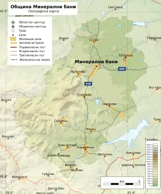 Община Минерални-Бани на карте
