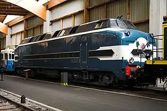 Тепловоз железнодорожном музее в городе Мюлуз