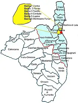 Кантон на карте департамента Верхняя Корсика