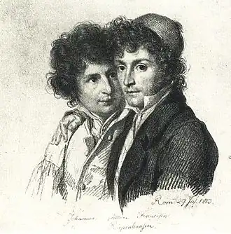 К. К. Фогель фон Фогельштайн. Портрет братьев Иоганнеса (слева) и Франца (справа) Рипенхаузен. 1813. Литография
