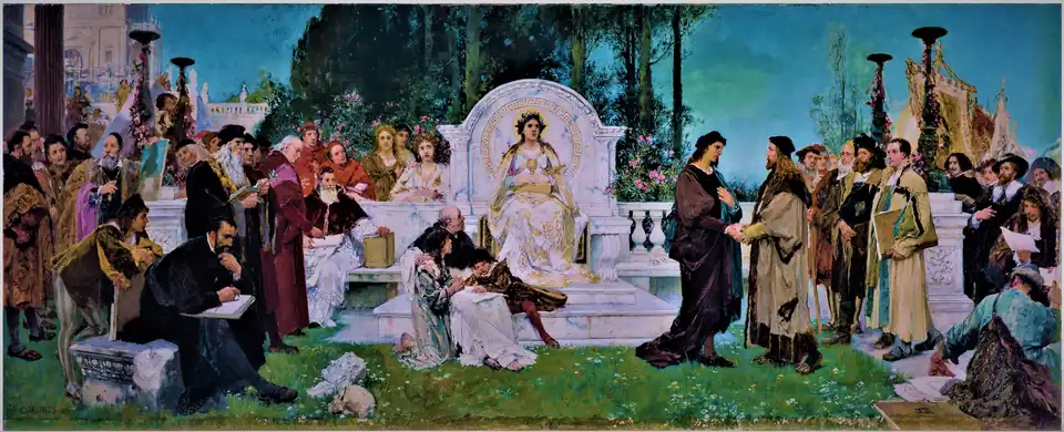 Сохранился предварительный вариант полотна «Искусство в эпоху Возрождения».