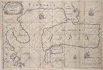 Карта Японии, нарисованная Франсуа Кароном.