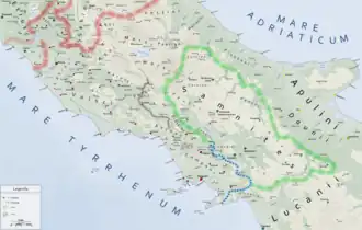 Карта территорий, вовлеченных в Третью Самнитскую войну