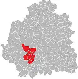 Кантон на карте департамента Эндр