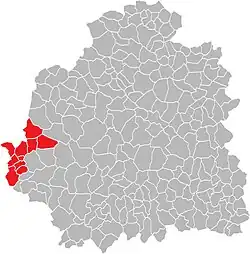 Кантон на карте департамента Эндр