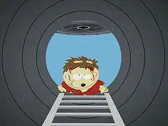 Картман приходит к Баттерсу в бомбоубежище