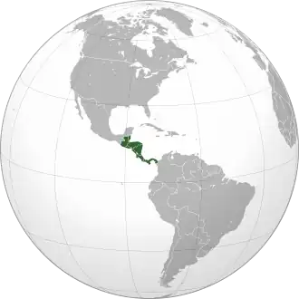 Расположение Центральной Америки в западном полушарии