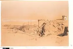 Замок в Бресте. 1845. Бумага, тушь, кисть, перо, белила. Национальная библиотека Франции, Париж