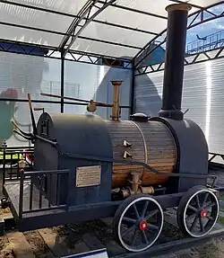 Макет паровоза Черепановых, музей «Паровозное депо Подмосковная»