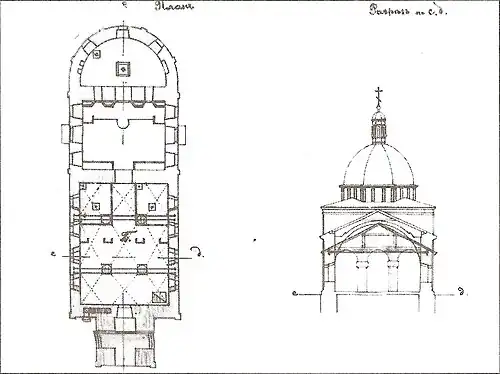 Храм в разрезе.1886 год. Архитектор А.&nbsp;П.&nbsp;Попов.
