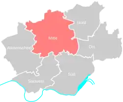 Местоположение округа Центр на карте Бохума