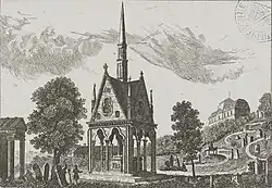 Гробница Элоизы и Абеляра. Гравюра резцом на меди