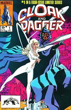 Обложка «Cloak and Dagger» #1 (октябрь, 1983)(Художник&nbsp;— Рик Леонарди)