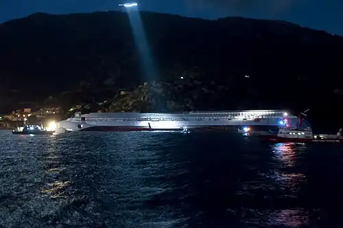 «Коста Конкордия» после окончания эвакуации