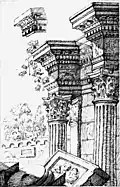 Колонны коринфского ордера. 1698. Бумага, тушь, перо