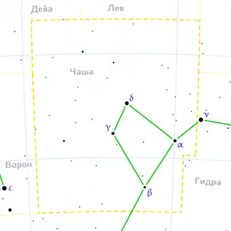Местоположение α Crt в созвездии