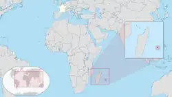 Карта Франции с выделенным регионом Реюньон