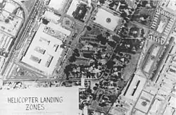 Разведывательная фотография 9-й морской амфибийной бригады комплекса офиса военного атташе с обозначенными посадочными зонами