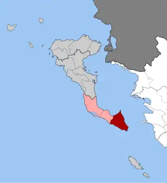 Карта общины: — Лефкими — Корисия, Мелитьис